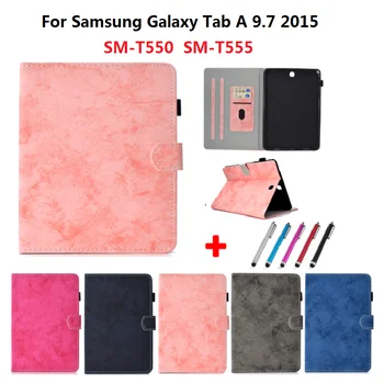 Для Samsung Galaxy Tab A 9 7 Чехол Из цельной Искусственной кожи С подставкой Funda Для планшета Samsung Tab A 9,7 T555 T550 SM-T550 SM-T555 Чехол + Ручка