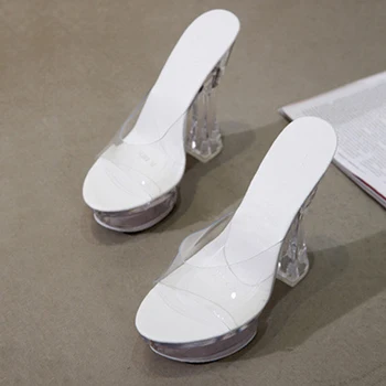 Женские Босоножки на платформе и Высоком каблуке-шпильке, Размер 34-43, Пикантные прозрачные Босоножки на Роскошном Высоком каблуке