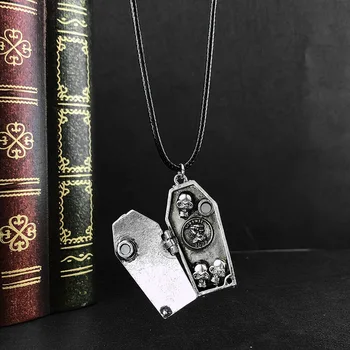 Модный готический темный Ретро Гроб с черепом, эксцентричная личность, панк-магнит, открытая Фланель, Веревочная цепочка, ожерелье