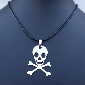 Ожерелье с символом предупреждения о смертельной опасности, предупреждение об опасности из нержавеющей стали, знак черепа X-bone Для мужчин и женщин, подарок ювелирных изделий на Хэллоуин