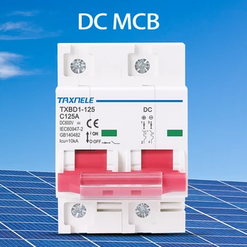 Солнечный Мини-выключатель 2P DC 600V Аккумуляторный выключатель 125A 100A DC MCB для фотоэлектрической фотоэлектрической системы
