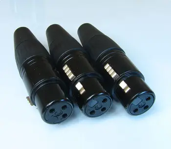 Черный металлический трехконтактный позолоченный XLR-разъем для подключения микрофона KTV